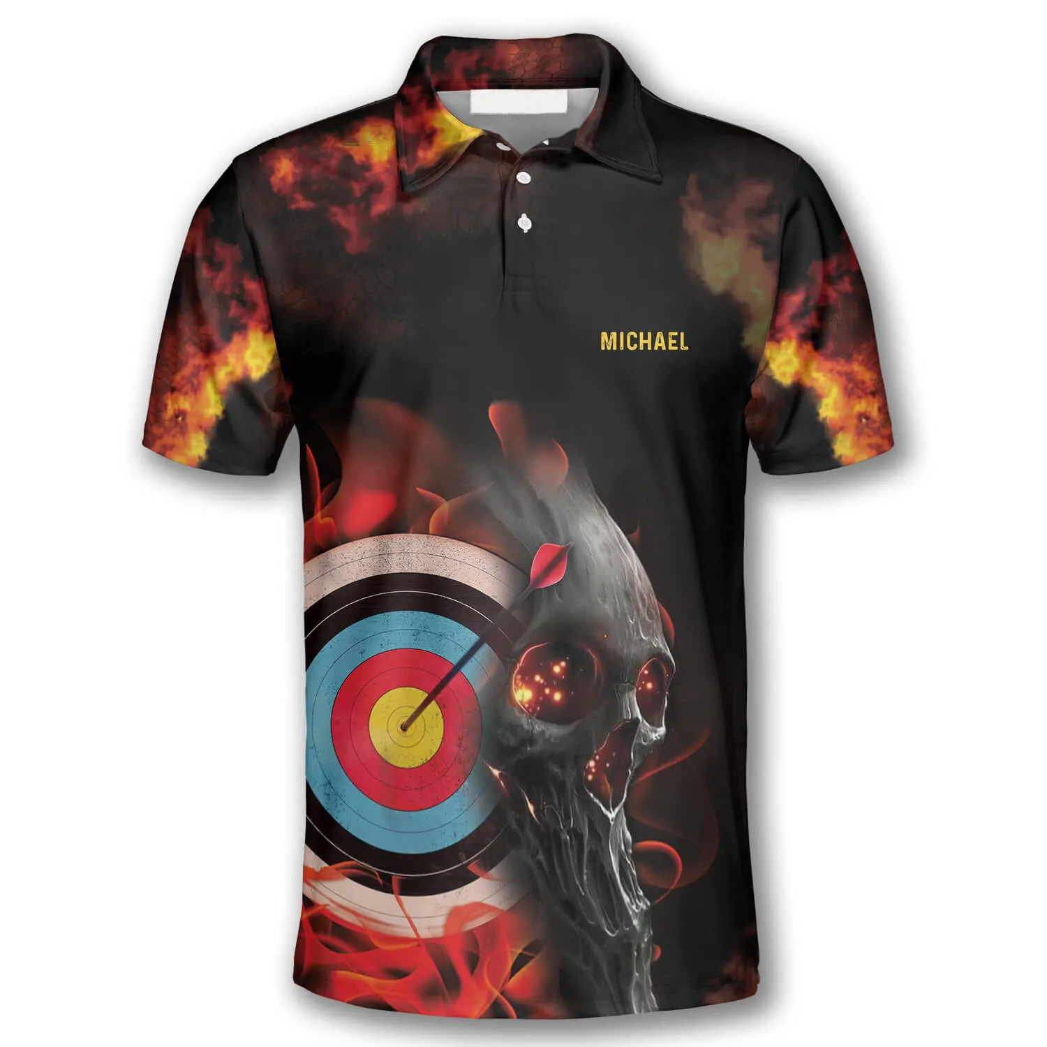 On Fire Red Skull Custom Archery Shirts For Men, Personalized Archery Shirt, Idea Gift for Archer