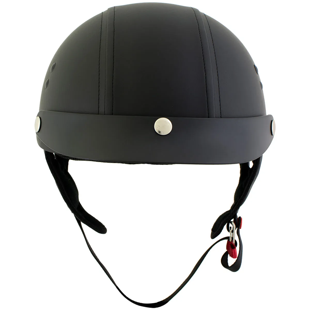 Outlaw T70 'Dark Rider' Advance DOT Black Leather Like Half Helmet with Snap Visor