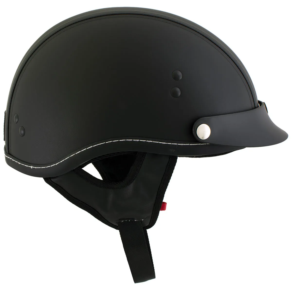 Outlaw T70 'Dark Rider' Advance DOT Black Leather Like Half Helmet with Snap Visor