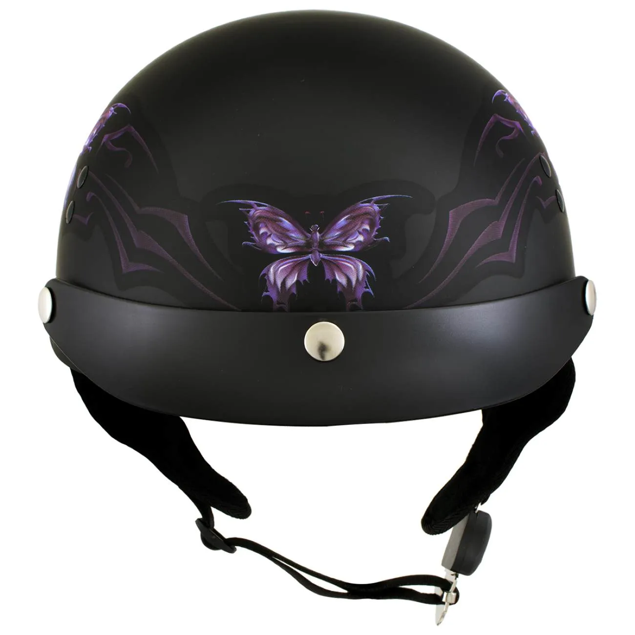 Outlaw T70 'Purple Butterfly' Advanced DOT Motorcycle Half Face Helmet