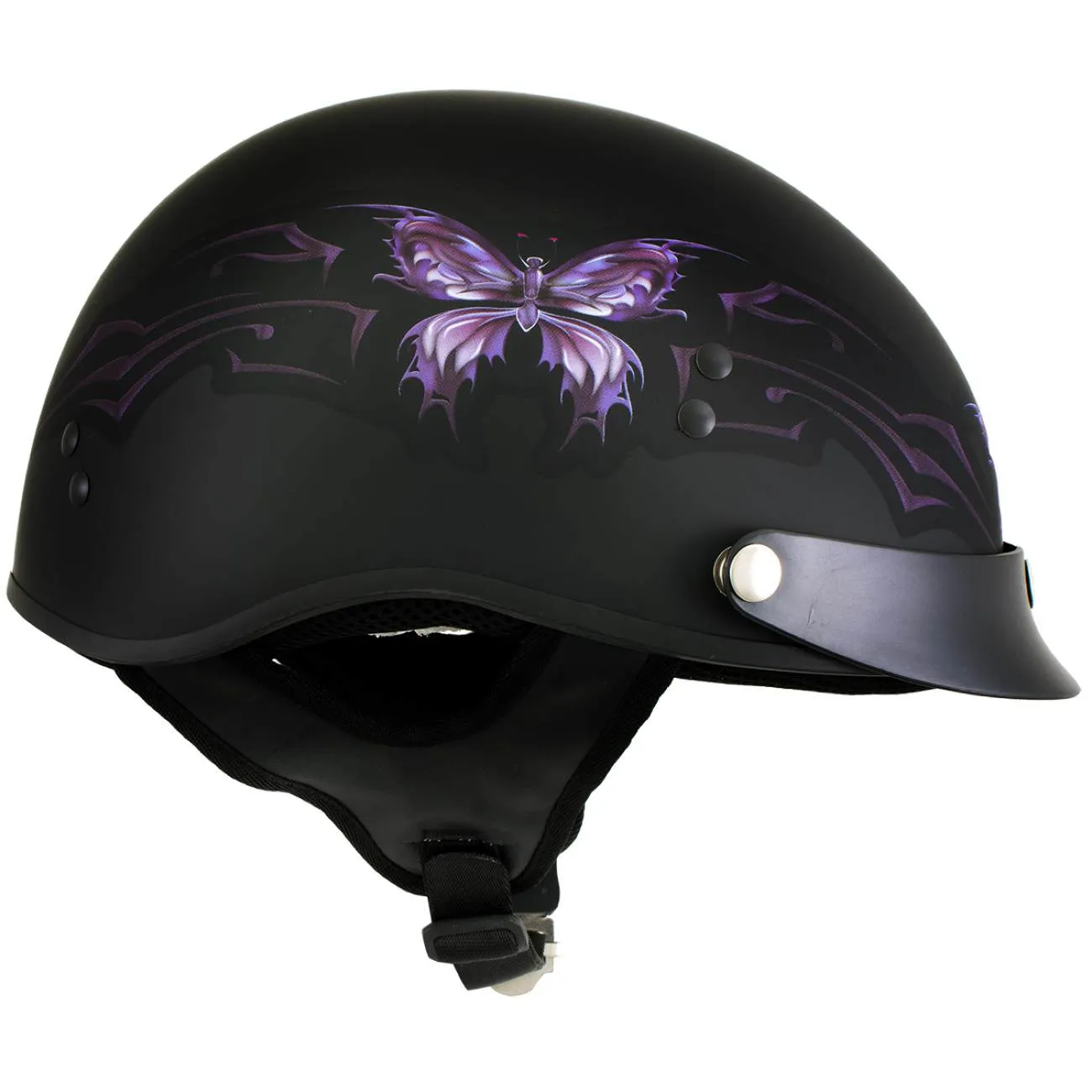 Outlaw T70 'Purple Butterfly' Advanced DOT Motorcycle Half Face Helmet