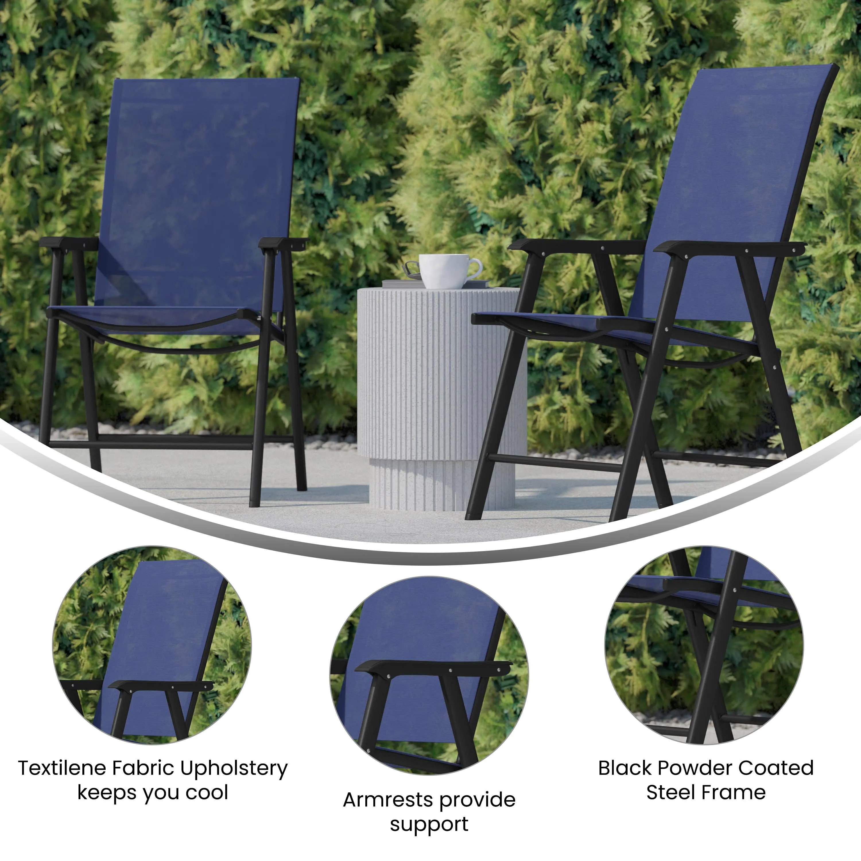 Paladin Outdoor Folding Patio Sling Chair (2 Pack)