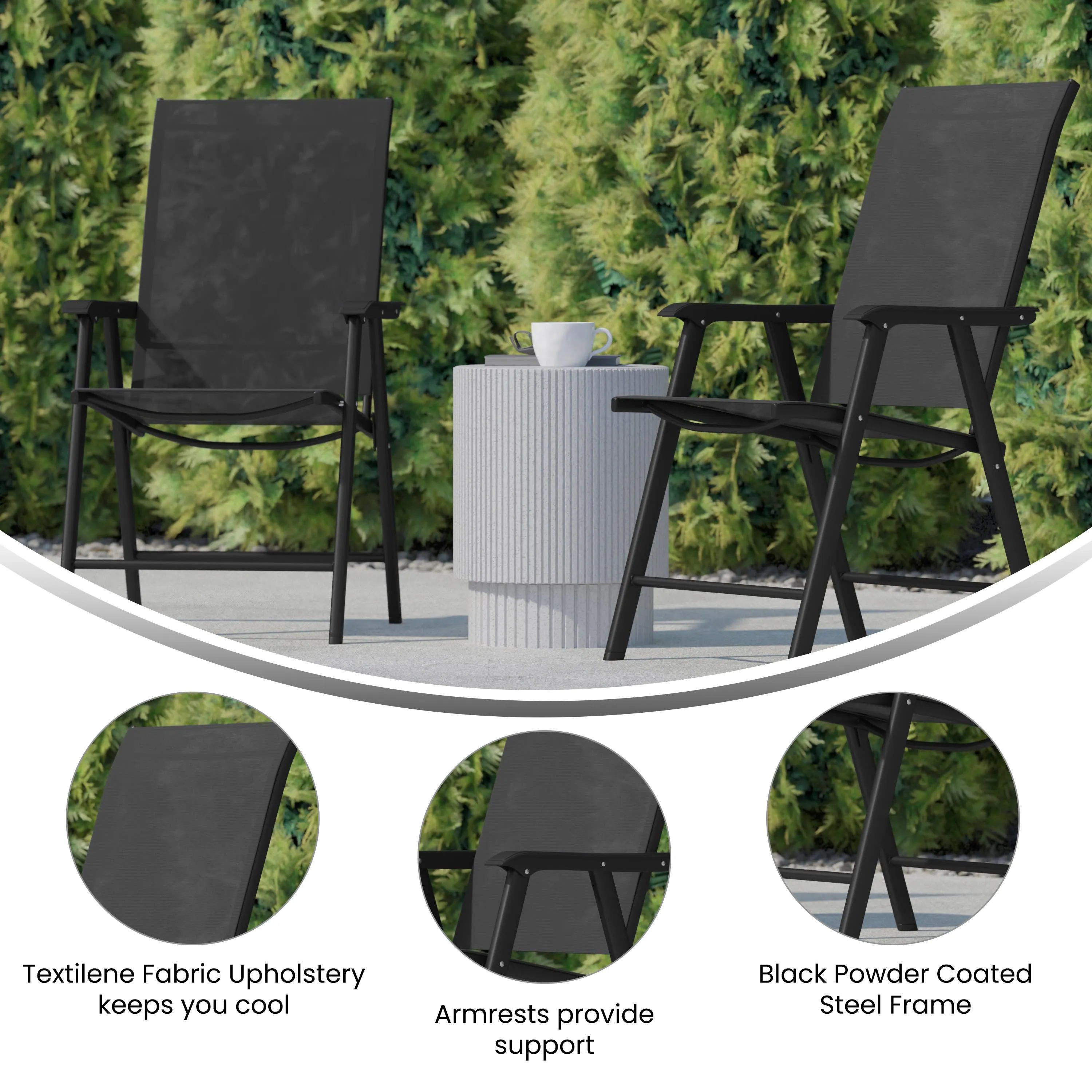 Paladin Outdoor Folding Patio Sling Chair (2 Pack)