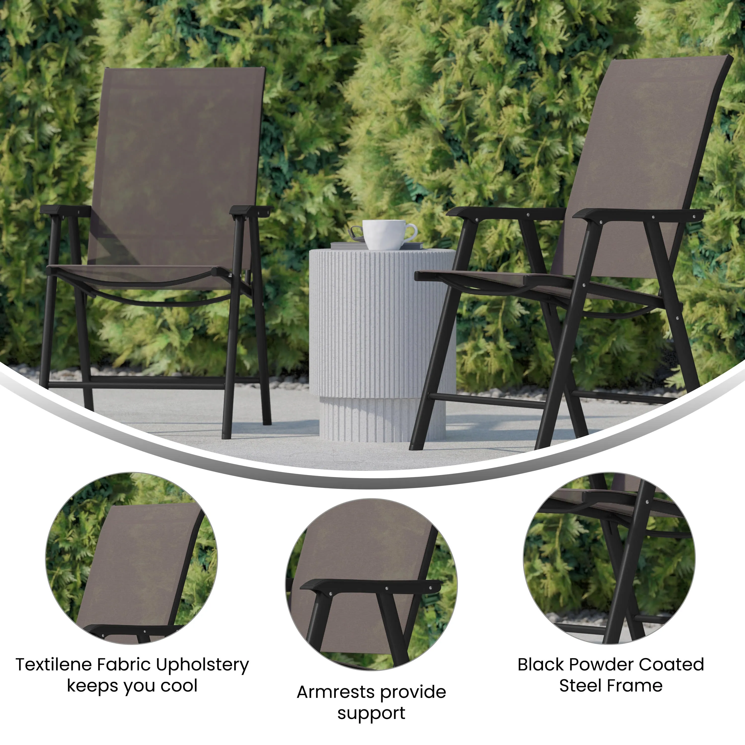 Paladin Outdoor Folding Patio Sling Chair (2 Pack)