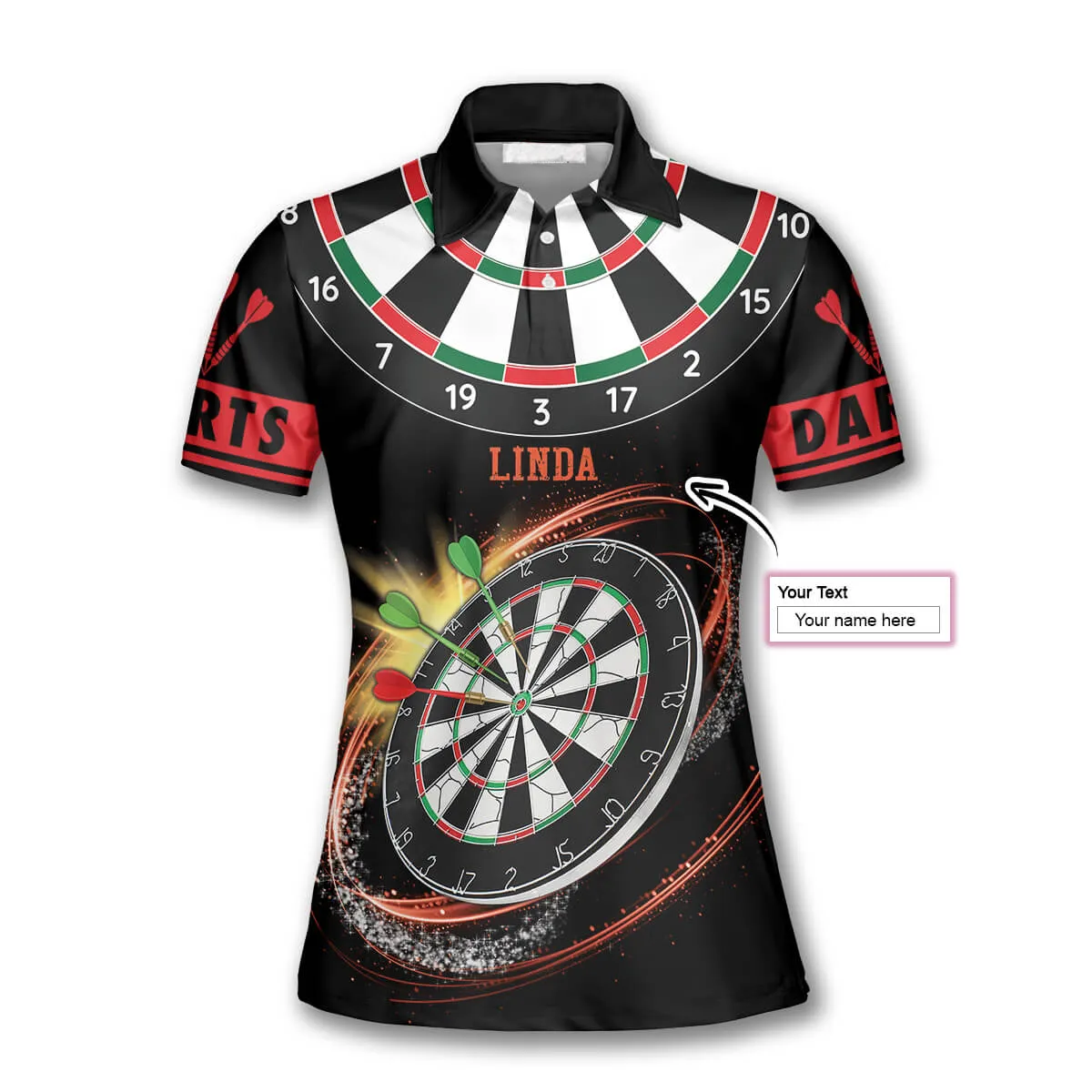 Personalized Darts Red Black Version Custom Darts Polo Shirts for Women