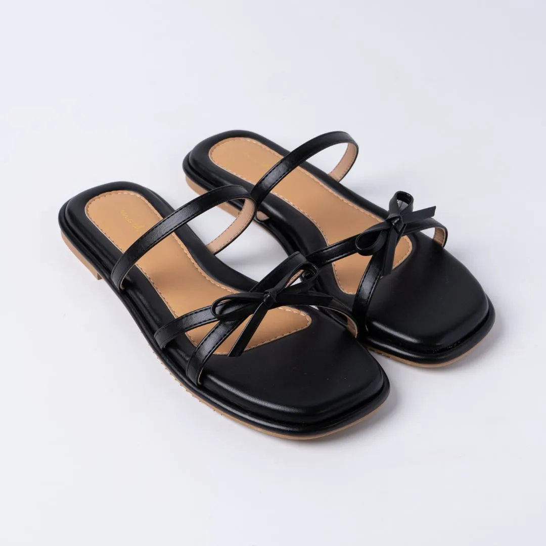 Refined Ribbon Sandals in Black