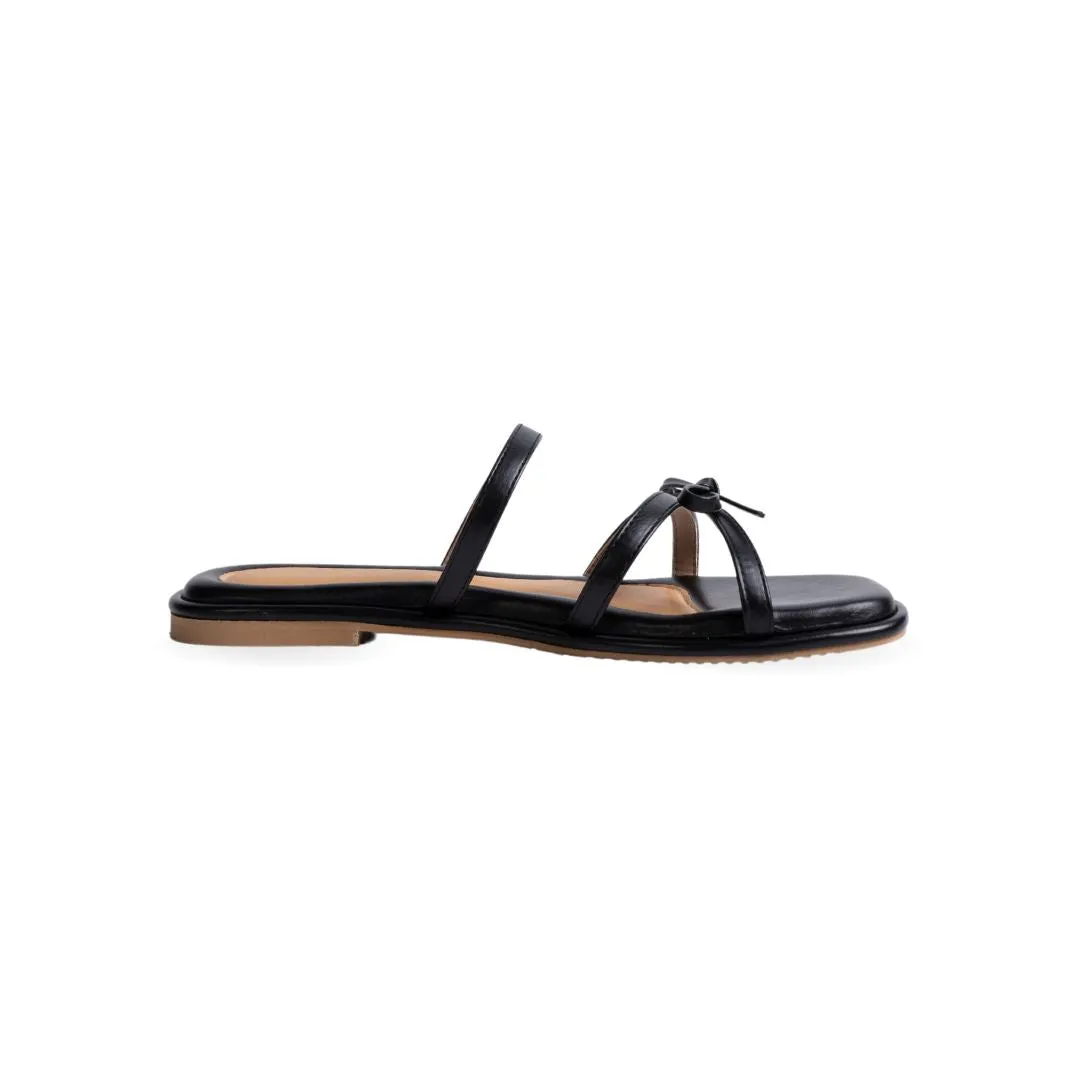 Refined Ribbon Sandals in Black