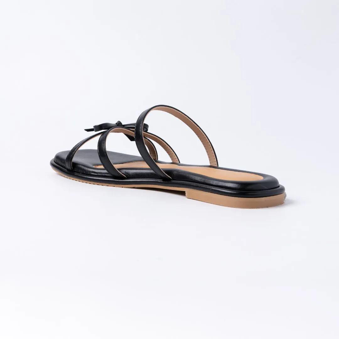 Refined Ribbon Sandals in Black