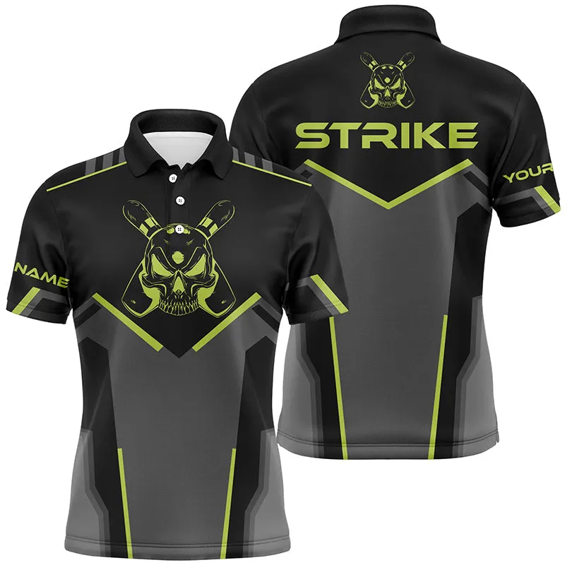 Retro Bowling Long Sleeve Polo Shirts For Men Custom Name Bowling Team League Jersey Strike Bowling Shirts