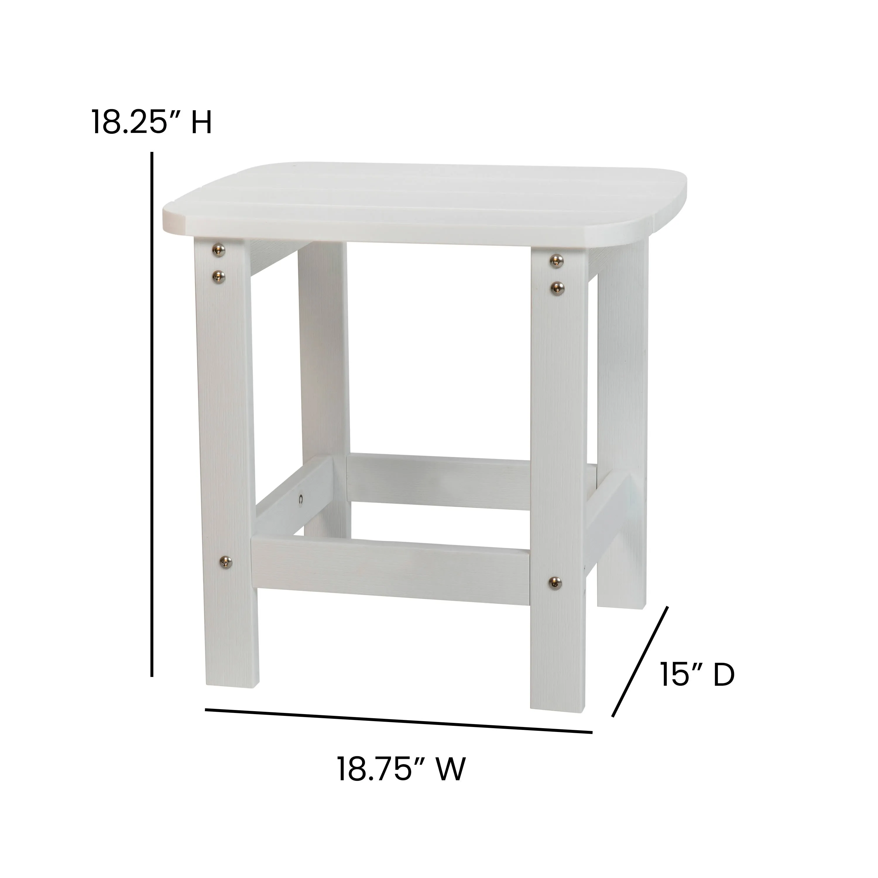 Set of 4 Finn Modern Commercial Grade All-Weather 2-Slat Poly Resin Rocking Adirondack Chairs with Matching Side Table