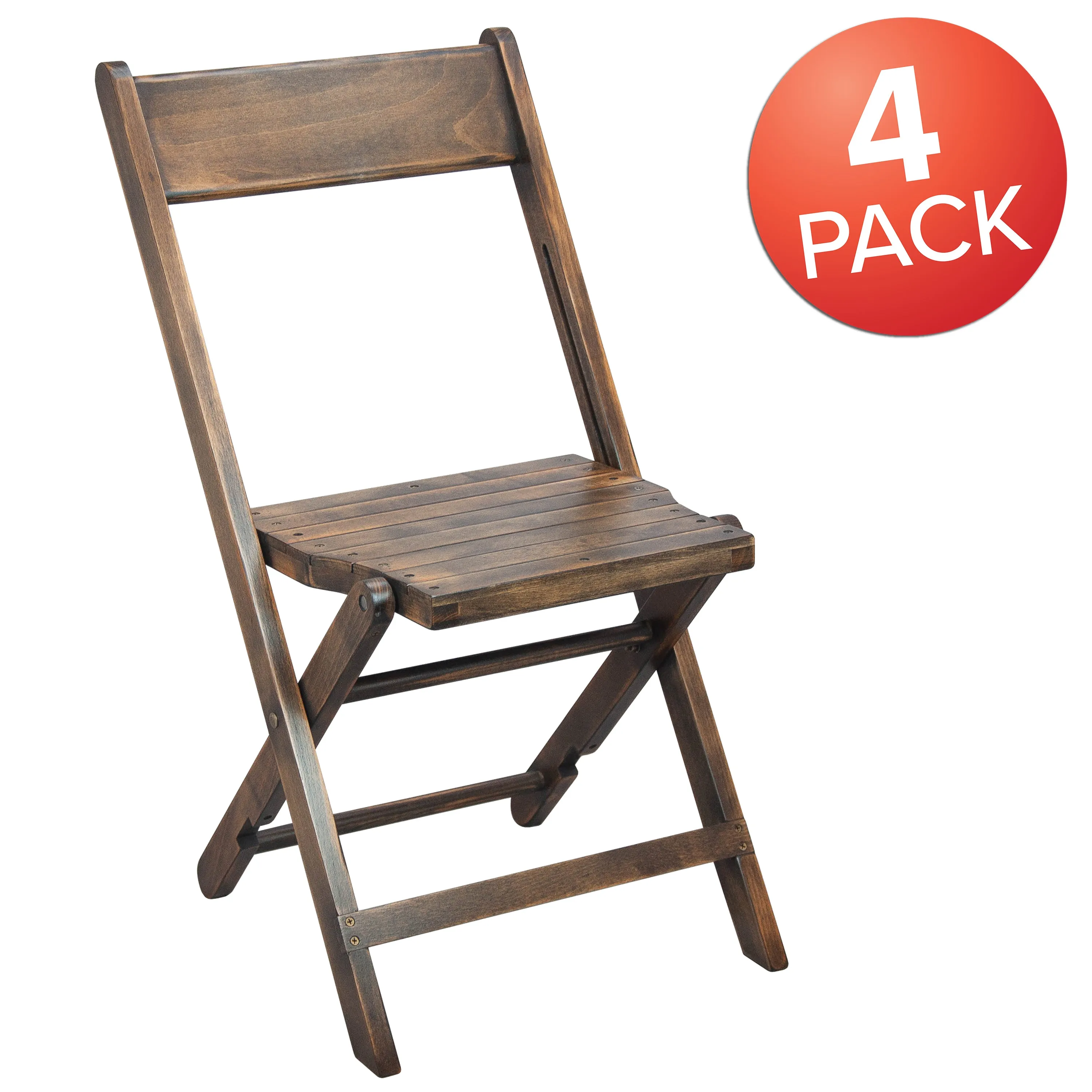 Slat Wood Folding Chair Black 4-WFC-SLAT-AB-GG