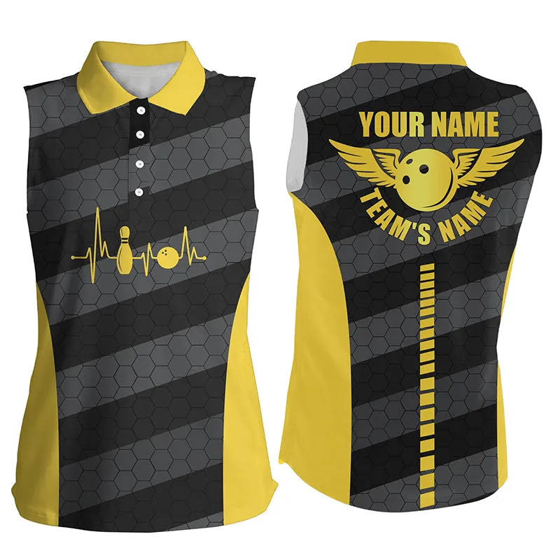 Women Bowling Sleeveless Polo Shirts Custom Bowling Team Shirts For Bowlers, Idea Gift for Bowling Lover