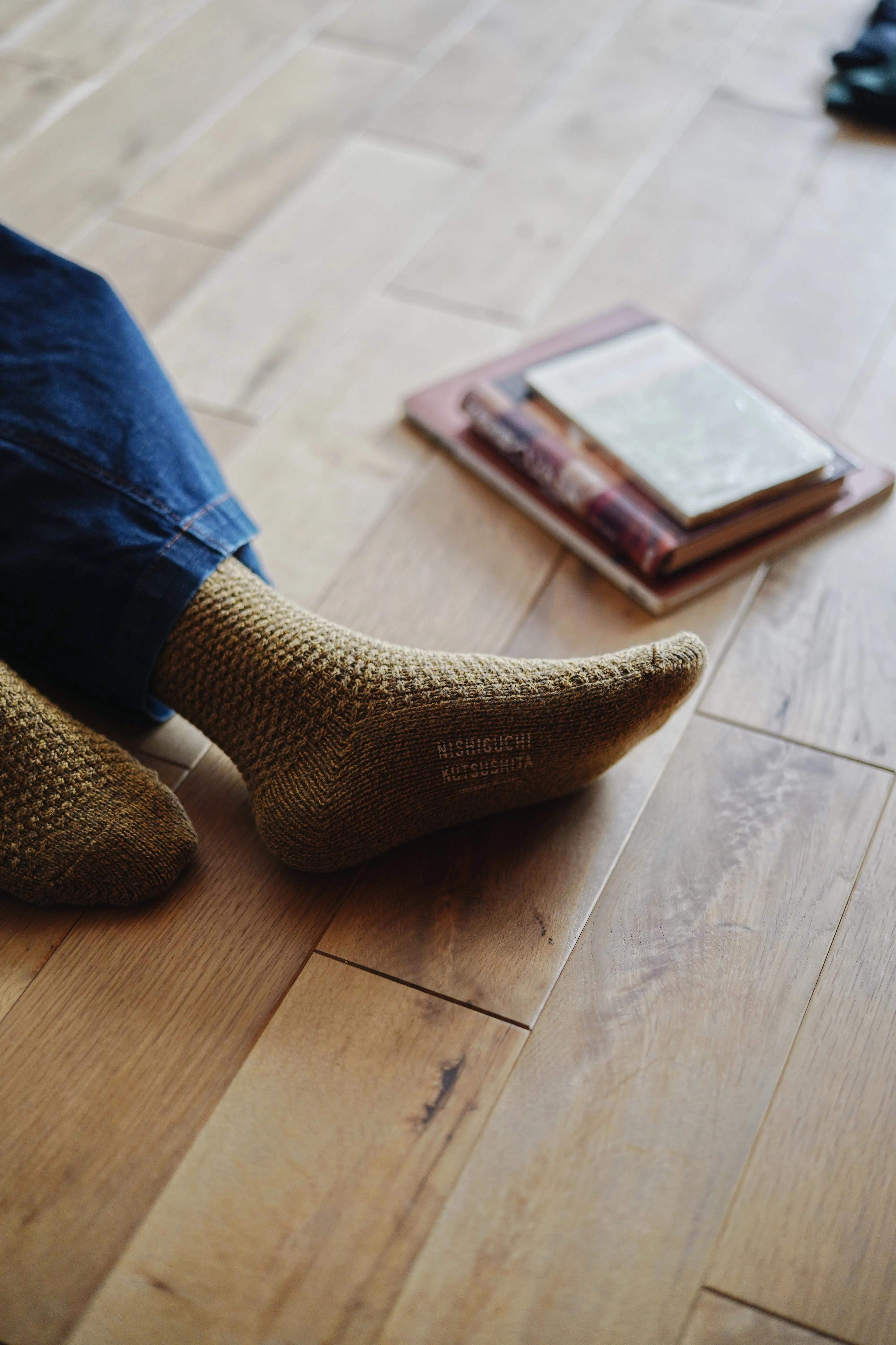 Wool Cotton Boot Socks - Mustard