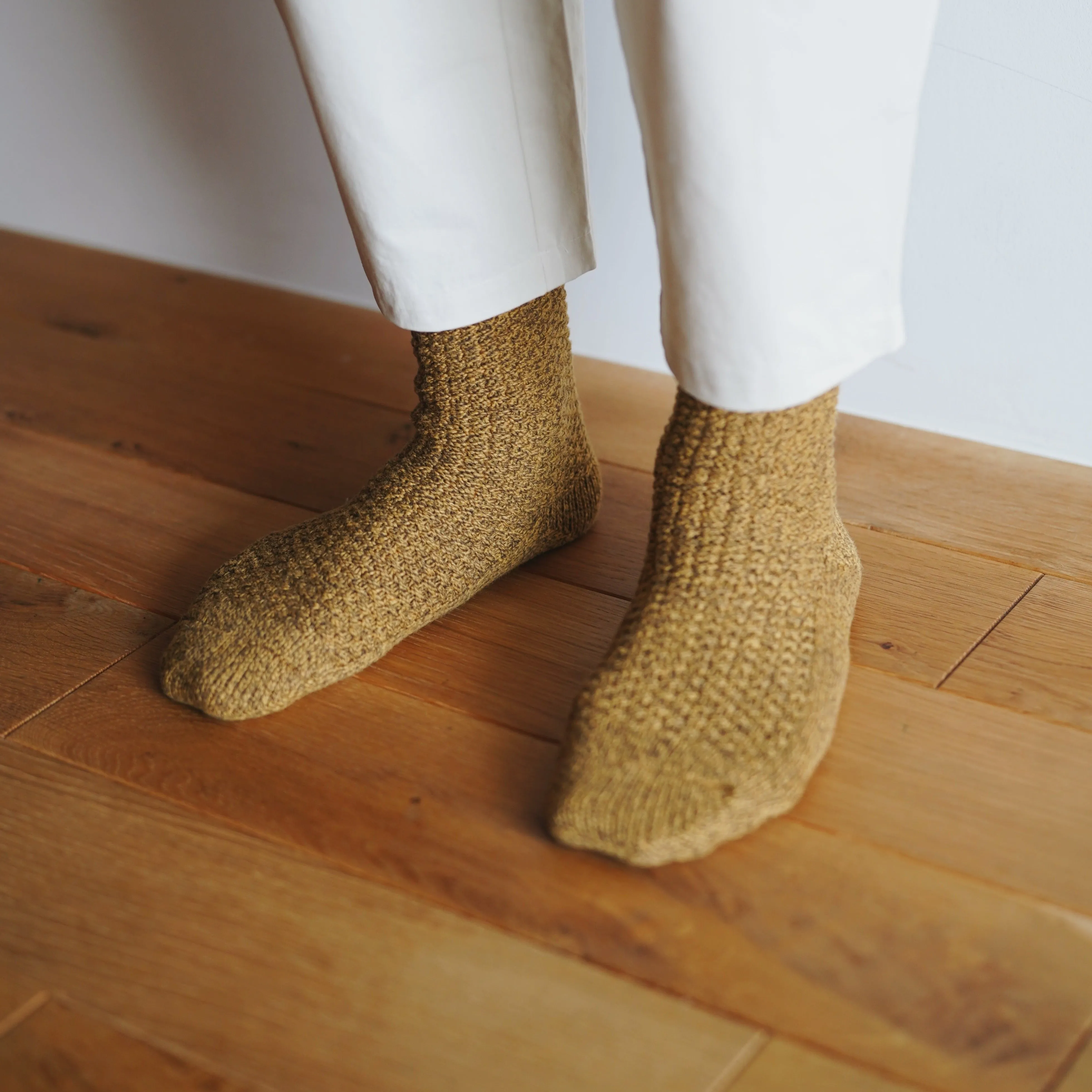 Wool Cotton Boot Socks - Mustard